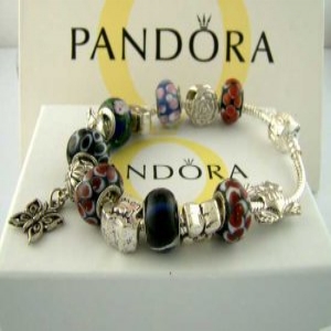 Pandora 6 Orange Stripes Charms Bracelet