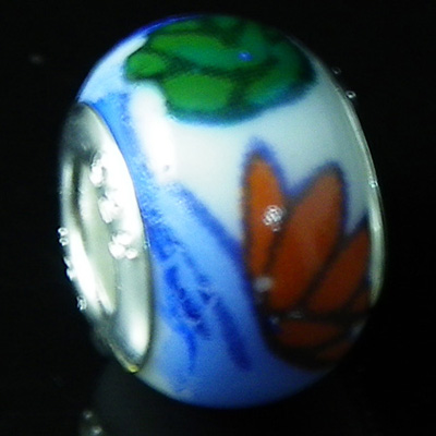 Pandora Ceramic Charm Beads Green and Blue