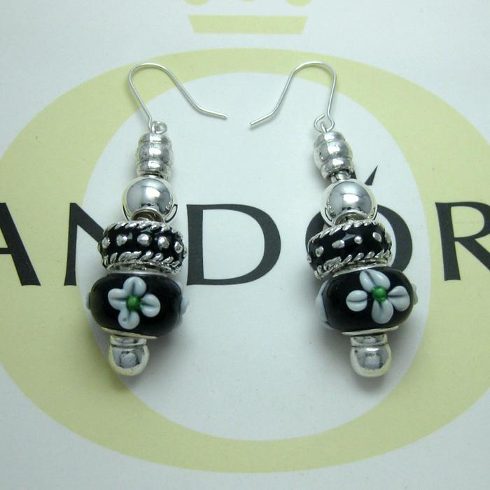 Pandora Earrings Black Bead Silver Earrings Pandora Earrings Black Bead Silver Earrings