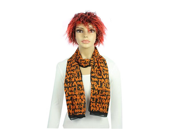 louis vuitto black orange scarf