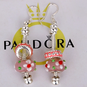 Pandora Earrings with Glass Bead and Tyre Charm