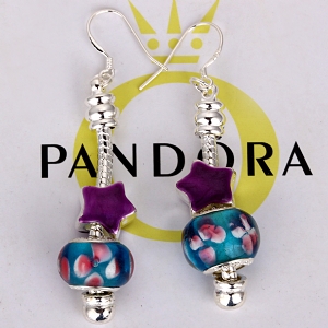 Pandora Earrings with Glass Bead and Star Charm