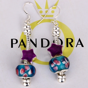 Pandora Earrings with Glass Bead and Star Charm Pandora Earrings with Glass Bead and Star Charm