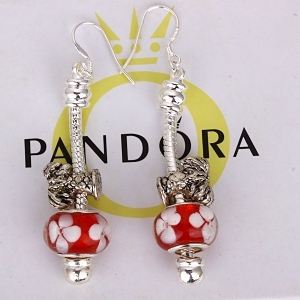 Pandora Earrings with Glass Bead and Tree Charm